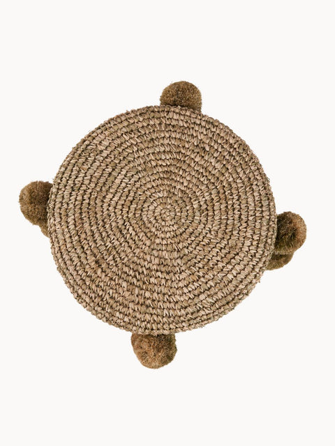 Raffia Pom Pom Stool