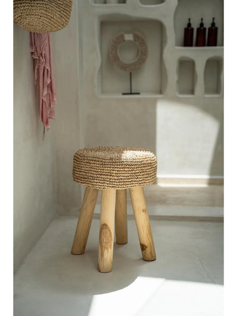 Raffia Stool - Natural