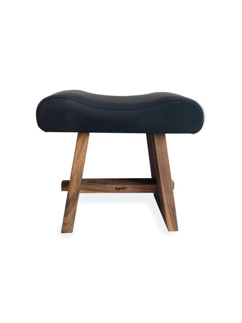 Suar Stool with Leather - Natural Black