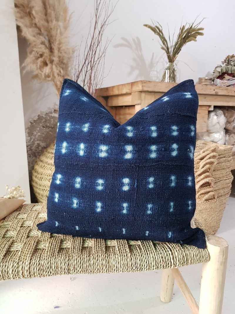 Indigo 2025 mudcloth pillow